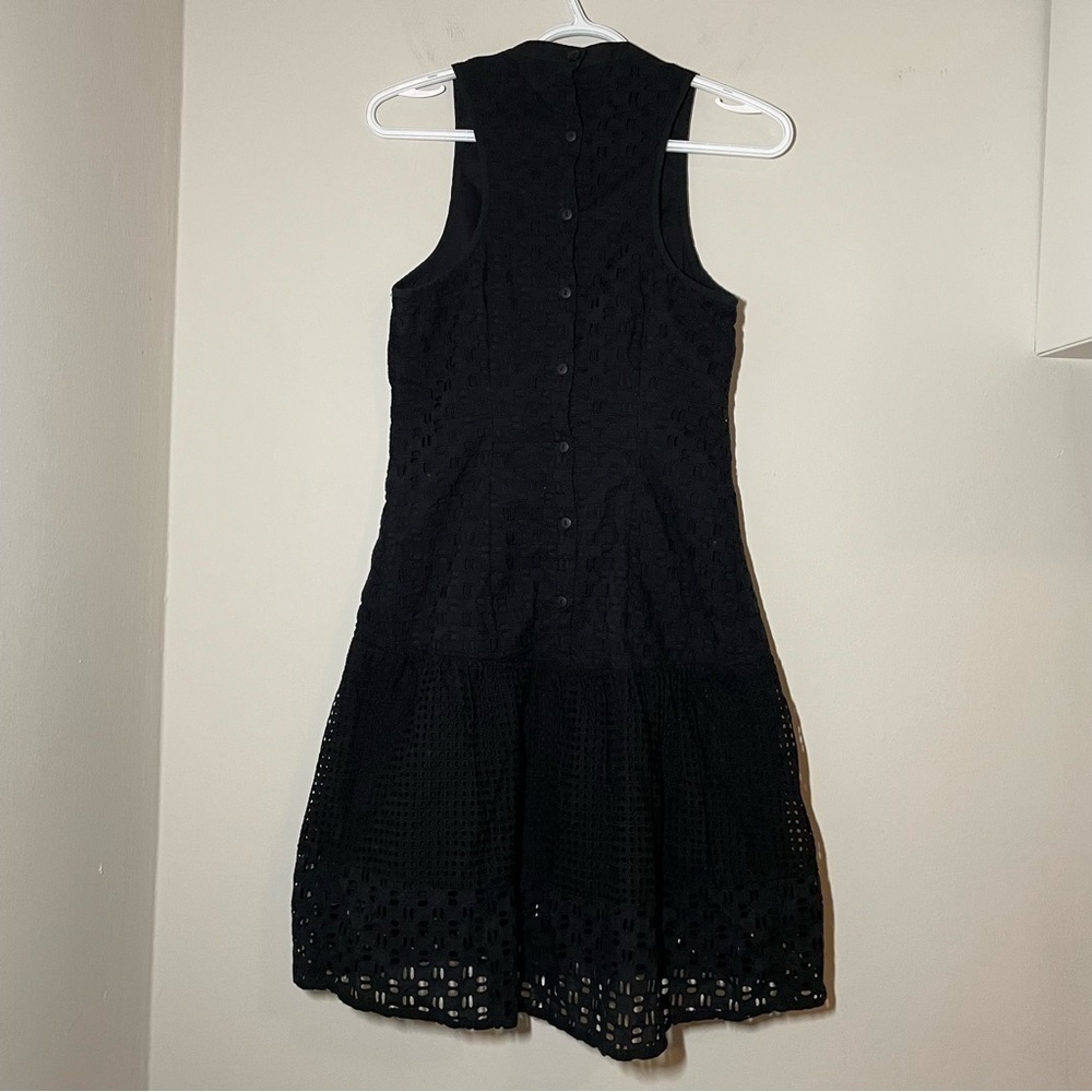 Tibi New York Black Eyelet Cotton Sleeveless Shift Dress size 2 - Picture 6 of 7